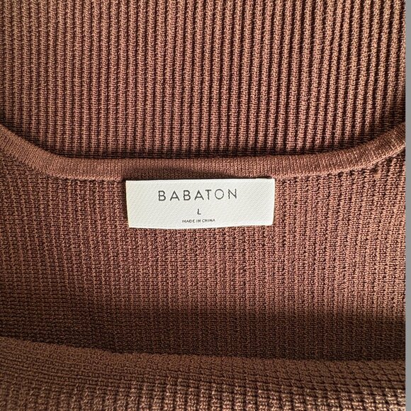 Sculpt Knit Squareneck Mini Dress Aritzia (Babaton)Rich Mocha Brown L - Picture 10 of 16